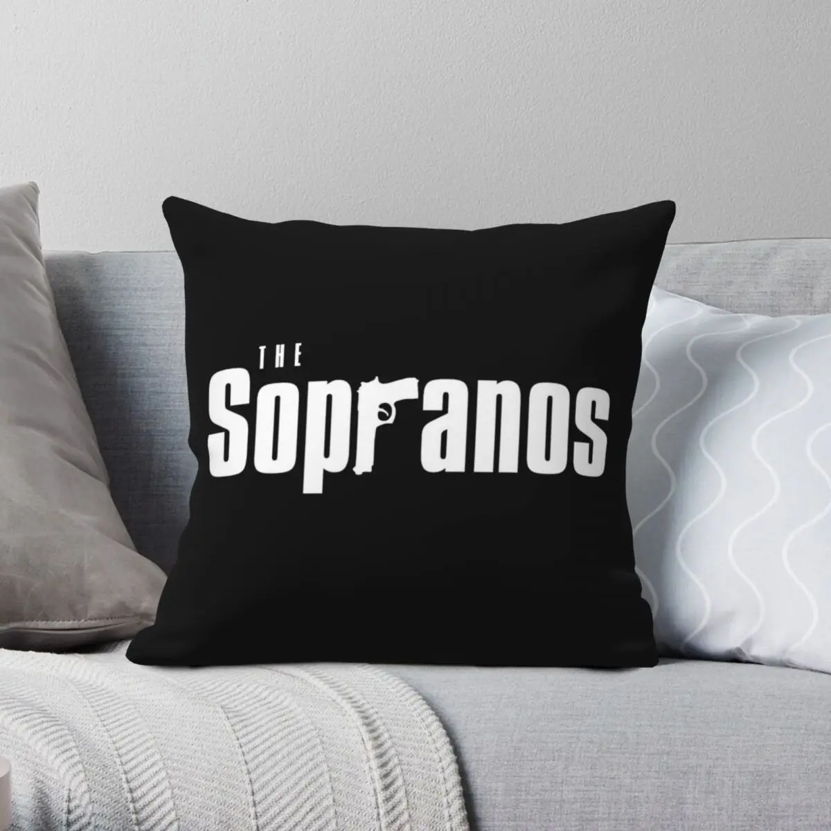 The Sopranos Logo Square Pillowcase Polyester Linen Velvet Printed Zip Decor Throw Pillow Case Car Cushion Cover