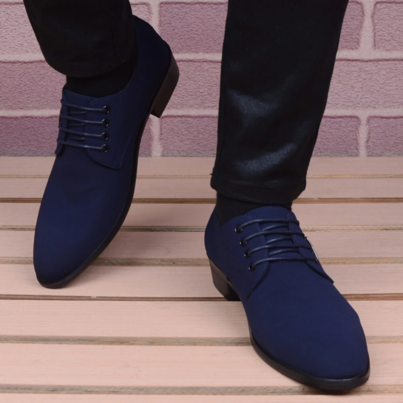 2020 New Fashion denim Mens Dress Shoes Oxford For Men Zapatos Hombre Male Italy Fabric Lace-up Sapato Social Mens Formal