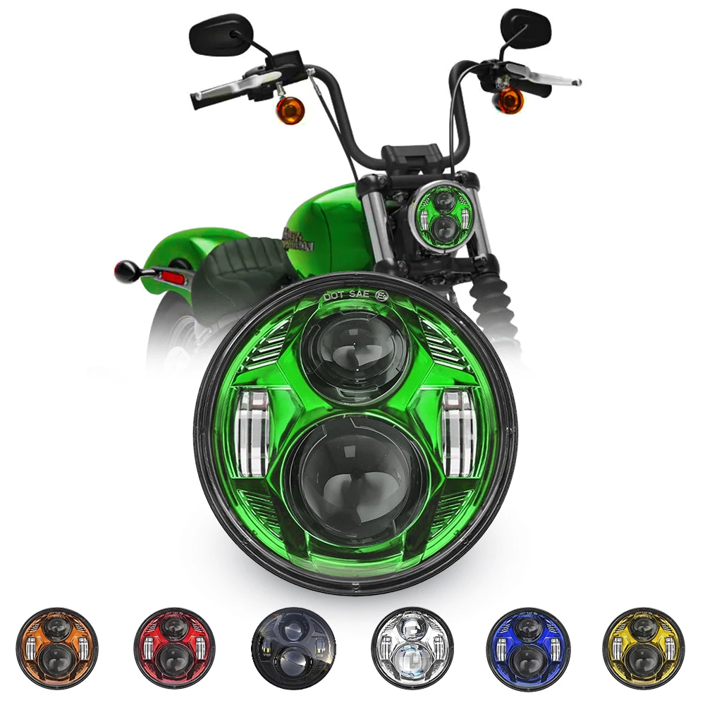 

5.75" 5-3/4" Motorcycle Projector LED Lamp Headlight For Sportster Dyna Street Bob FXDB touring softail touring electr glide