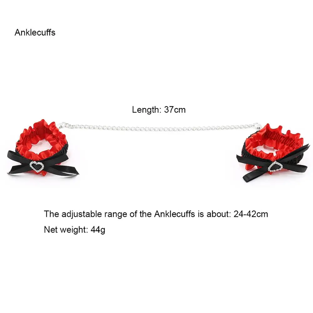 Erotic Goods BDSM Bondage Lace Bow Handcuffs Ankle Cuffs With Collar SM Restraints Sex Toys For Women fetish sex game sex tools - view 5