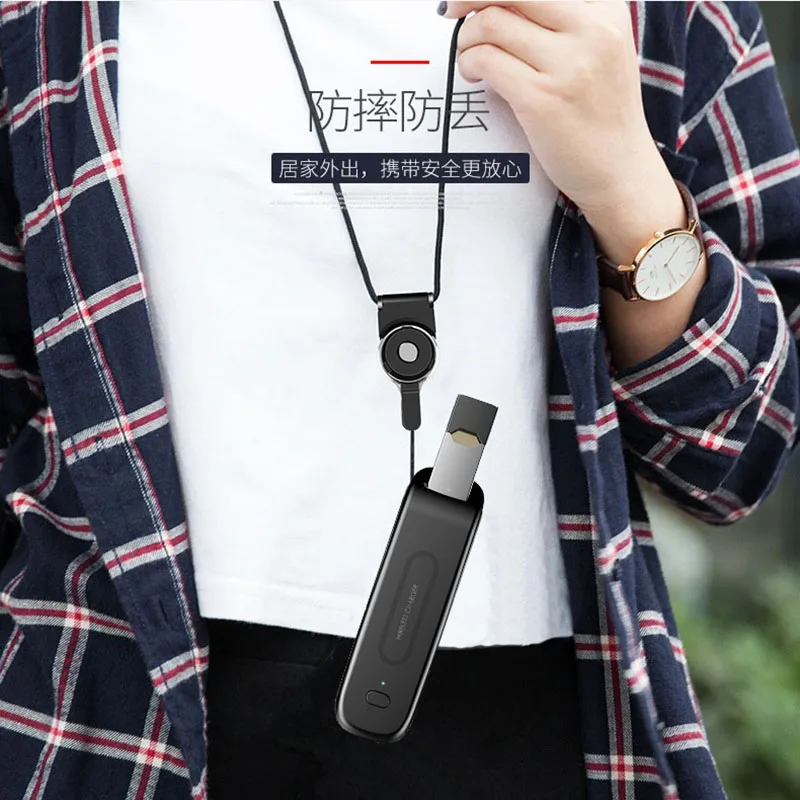 ล่าสุดกล่องแบตเตอรี่ไร้สายสำหรับ JUUL Lanyard Anti-Lost ไร้สายชาร์จอุปกรณ์เสริม