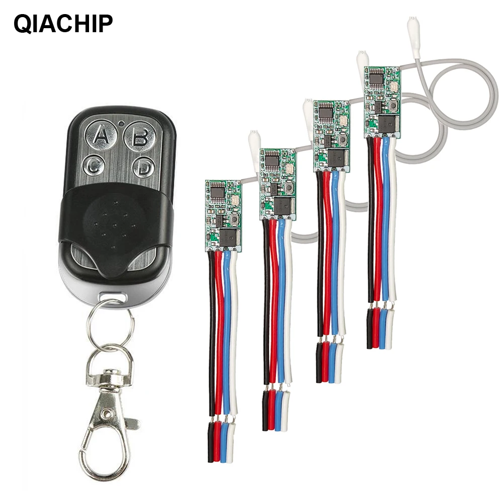 QIACHIP 433 MHz Bezprzewodowy moduł odbiornika zdalnego sterowania 3,6 V 12 V 24 V i nadajnik 433 MHz Pilot zdalnego sterowania do oświetlenia LED
