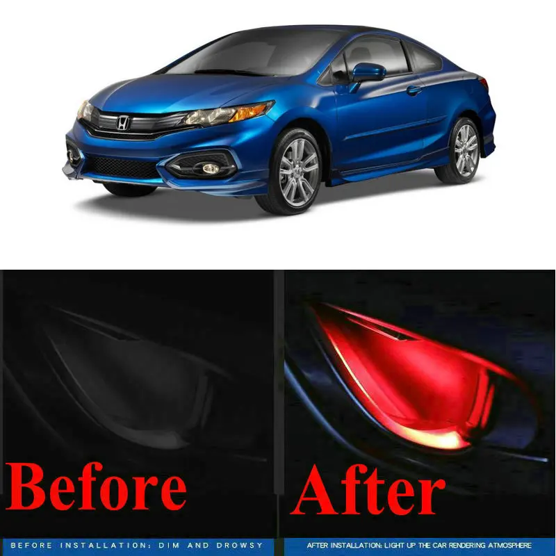 

4pc CF style stickers on cars interior inside door handle atmosphere lamp for Honda CIVIC IX CIVIC 6 7 8 JAZZ 2 3 4 LEGEND 2 3 4