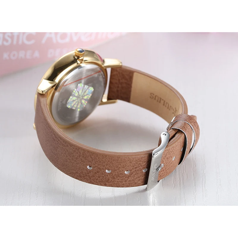 Simple Retro Women\'s Watch Japan Quartz Large Big Hours Top Fashion Dress Bracelet Leather Girl Birthday Gift Julius No Box