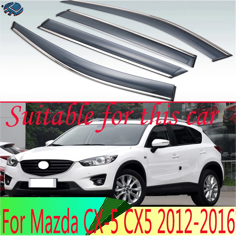 

For Mazda CX-5 CX5 2012 2013 2014 2015 2016 Plastic Exterior Visor Vent Shades Window Sun Rain Guard Deflector 4pcs