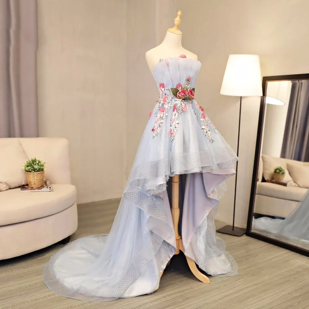 Robe de Rhlongue en tulle à imprimé floral, appliques hautes et basses, fleur de rose 3D, robe de soirée formelle, plis sexy, quelle que soit l'Arabie