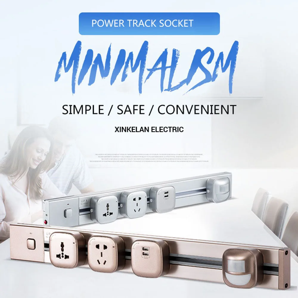 Tomada de parede com interruptor, 60cm, liga de alumínio, 3 cores, 8000w, tomada elétrica, 110v-250v