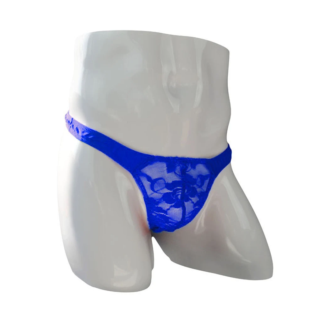 Sexy Men Underwear Male Thongs and G Strings Lace U Bag Transparent Underpants ZJH090