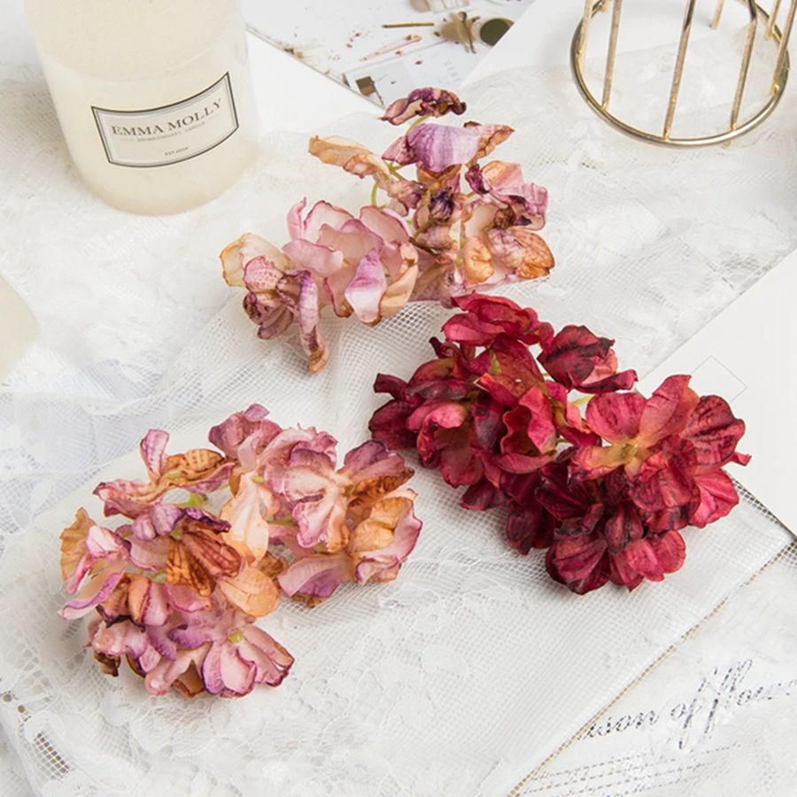 5 Stück Seidenhortensien für Hochzeitsdekoration, Großhandel, Kränze, DIY-Blumenarrangements, Heim- und Gartendekoration, Künstliche Blumen für die Wand – Detail 2