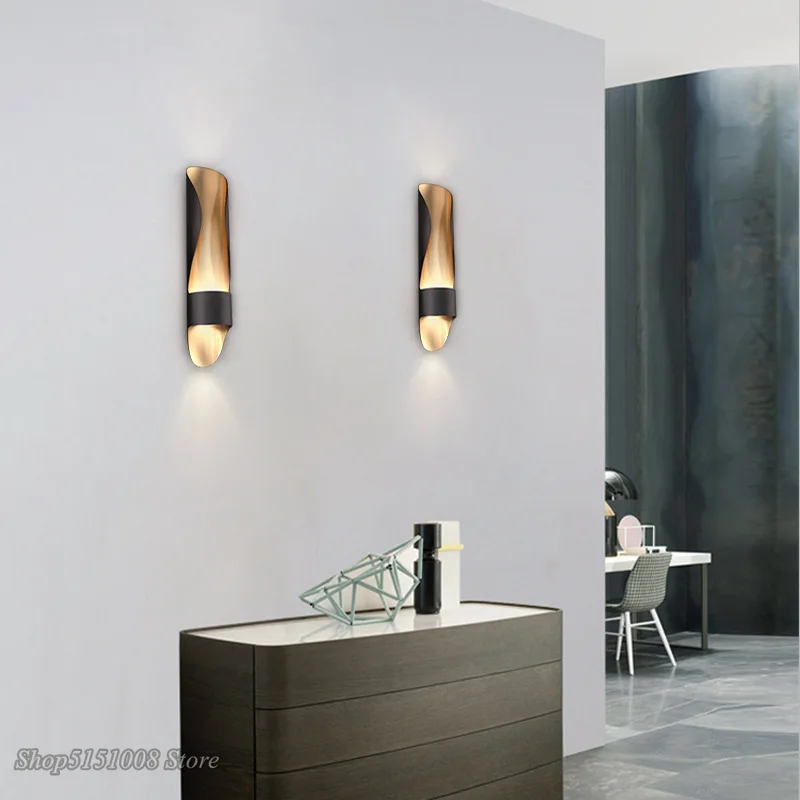 modern creative LED hardware living room background Stairway wall lamp art bedside bedroom study designer Wall Sconce Home Light