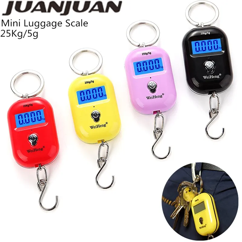 Mini Escalas de Mala de Viagem Balança de Gancho Digital Pendurado Pesando Peso Ferramenta Peso Eletrônico Steelyard 40 de Desconto 25kg 5g