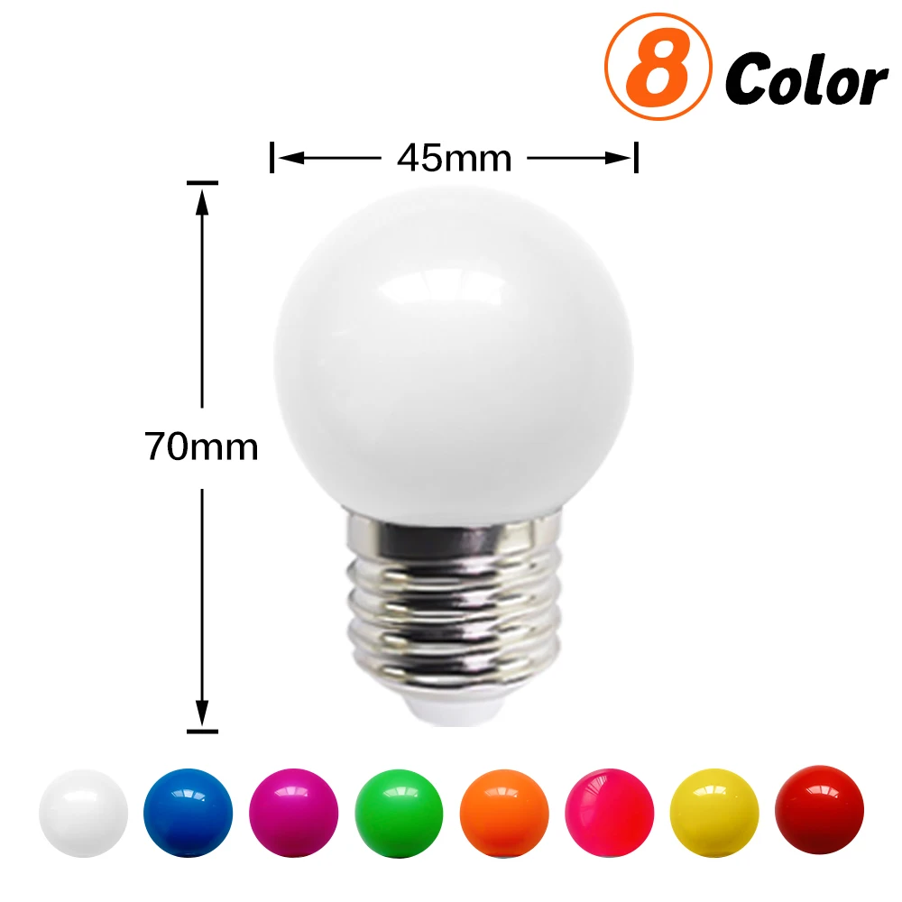 Genixgreen 12V 24V RGB Light Bulbs G45 1W E27 220V Globe Ampoule SMD2835 Garden Party Decor Plastic Colorful Low Volts Lamp Bulb