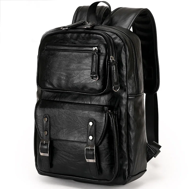 100% Real Leather Men\'S Backpacks Man\'S Casual Back Bag Genuine Leather Business Male Bag Computer Bag