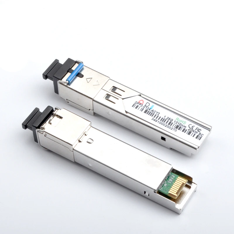 SC SFP Modul Serat Optik Kelas Industri-40 ~ + 80 Celsius 1,25g20km 1310/1550nm Modul Optik Kompatibel SFP Tunggal 5 Pasang