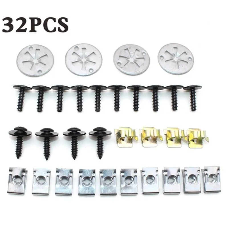 32pcs/lot Engine Undertray Cover Bottom Tailgate Fastener Metal Clip Rivets For Audi Volkswagen