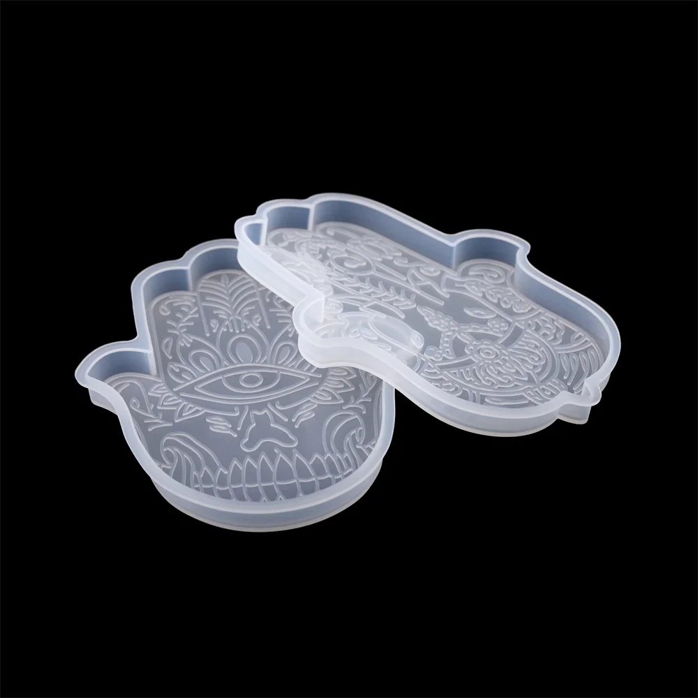 1Pc Hamsa Hand Rune Stone Epoxy Resin Molds Silicone Casting Mold For DIY Soap Dish Trinket Trays Container Storage Tray Tool