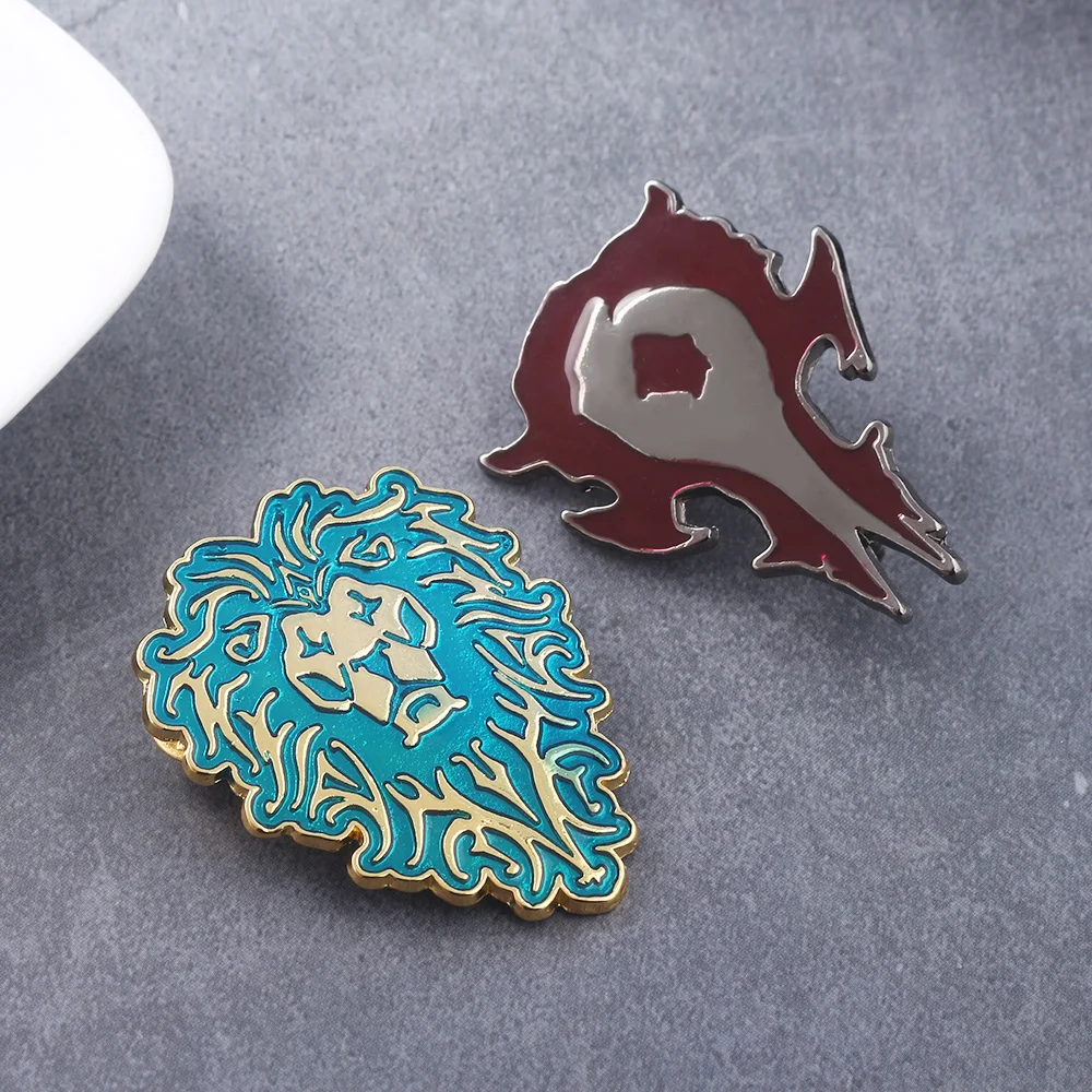 Game World of Warcraft Tribal Logo Pins Brooches Alliance Horde WOW Badge Brooch for Women Men Jewelry Gift