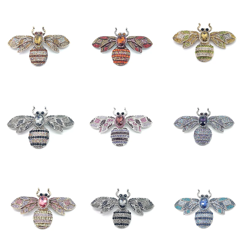 PD BROOCH 2021 New Medium Multi-color Glass Zircon Animal Bee Brooch Clothing Accessories Wholesale Jewelry