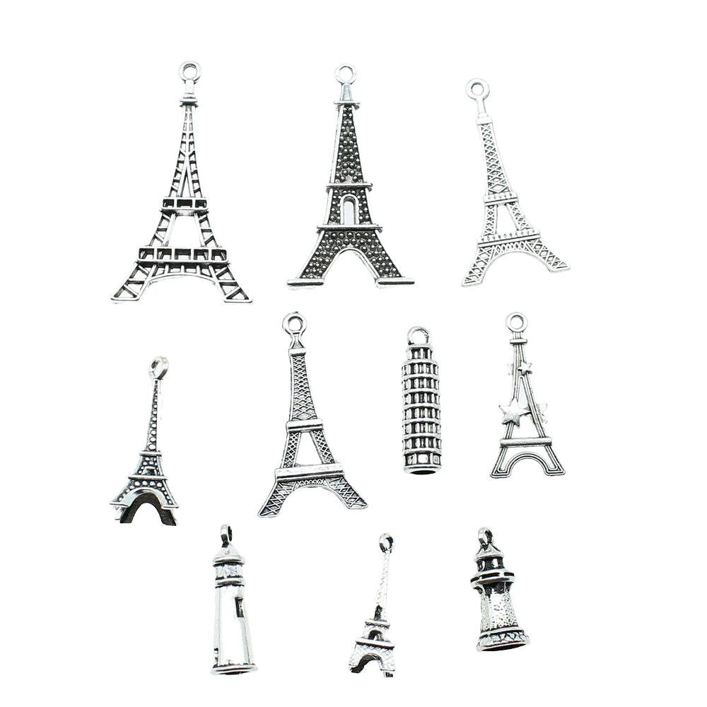 10pcs Charms Eiffel Tower Antique Silver Color Eiffel Tower Pendant Charms Tower Charms For Jewelry Making