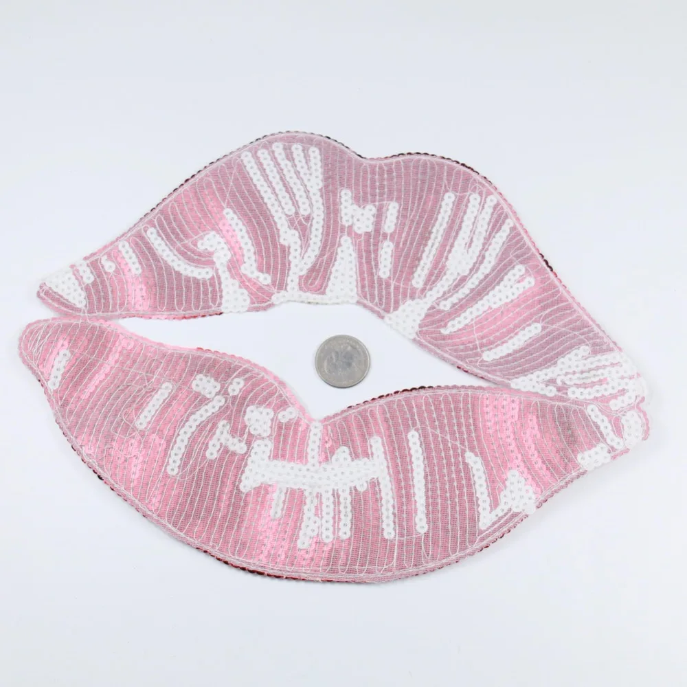 Red Lip Sequin Patch for Women, Clothing, Women Clothes, Embroidered Cloth on Shirt, Jeans, Jacket, 275*200mm, New