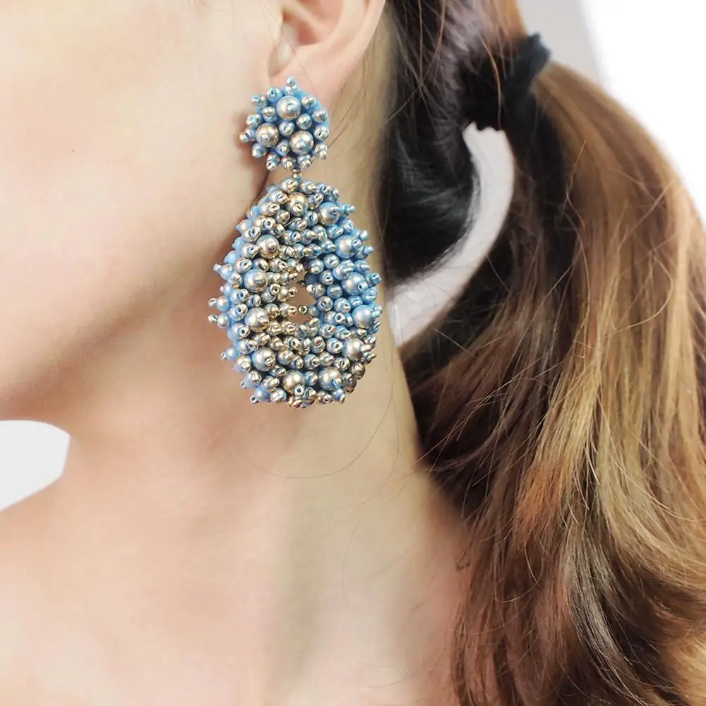 MANILAI Handmade Beads Drop Earrings For Women Boho Beaded Dangle Statement Earrings Jewelry Wholesale New
