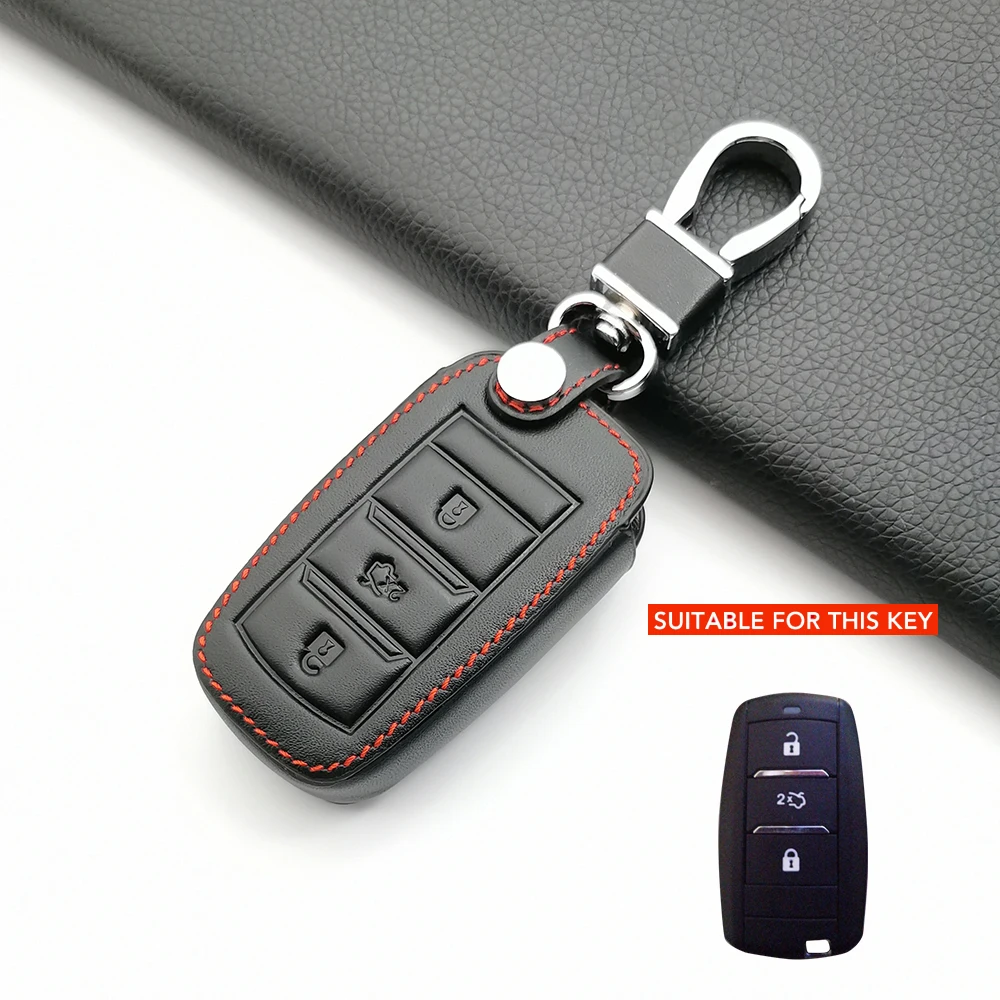 Leather Car Key Case For Changan cs1 cv1 cs35plus cs95 cs15 cs75 cs35 cx20 Alsvin v7 Raeton cs55 cx70 3 Button Cover Key Ring