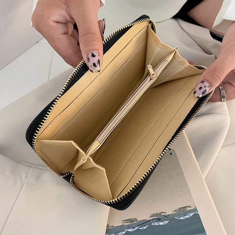 Dลugi portfel torebki damskie Plaid Fashion Coin torebka posiadacz karty portfele kobieta wysokiej jakoลci saszetka typu Clutch portfel ze skรณry PU