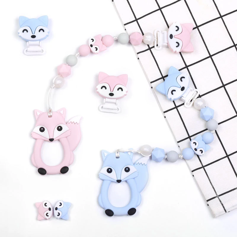 LOFCA 5pcs/lot Fox silicone beads food grade BPA free Silicone Beads DIY Keychain Bead Jewelry Accessories
