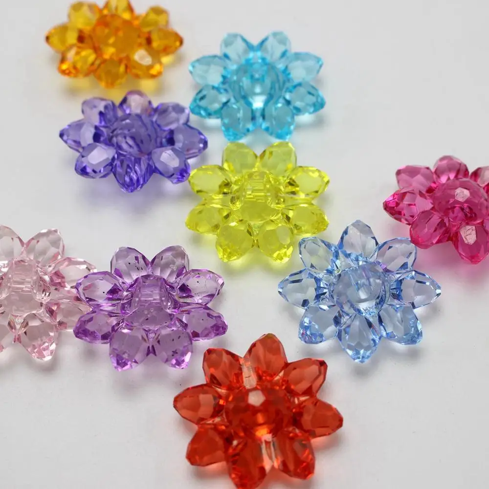 30 Colore misto Trasparente Acrilico Girasole Beads Button 29 millimetri