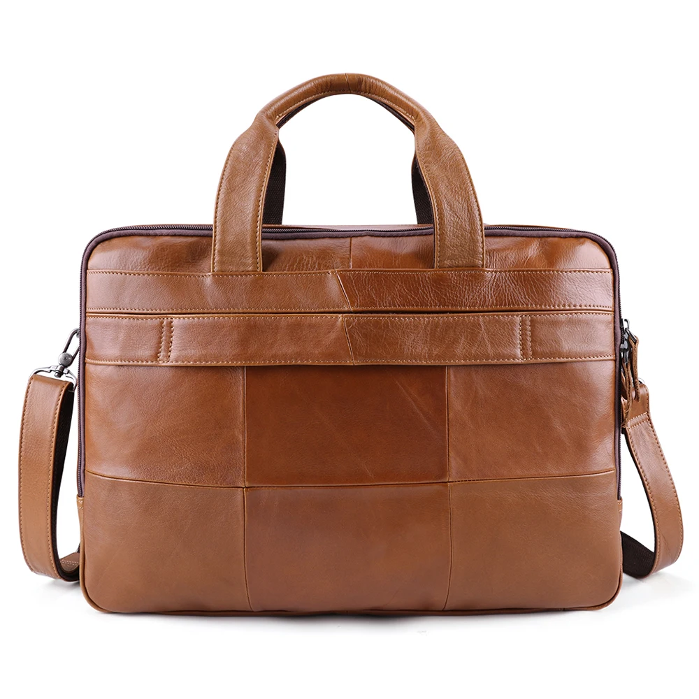 Lachiour-Bolso grande para portátil de 17 pulgadas para hombre, bolsa de viaje de cuero genuino, para hombro, cruzado