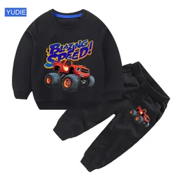 Kids Sets Blazing Speed Car Cartoon Monster Machines Chothes Children Long Sleeve Sweatshirt Set Boy Girl Cotton Tops Sweatshirt