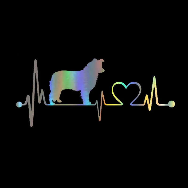 Car Sticker 3D 19*8CM Border Collie Dog Heartbeat Sticker On Car Funny Stickers and Decals Vinyl Car Styling Decorative