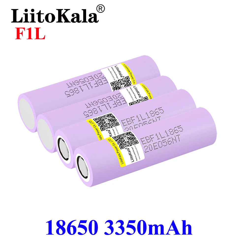 100pcs LiitoKala F1L 3.7V 18650 3350mAh Li-ion Battery Replace Rechargeable Lithium Batteryfor LED Flashlight Torch Accumulator