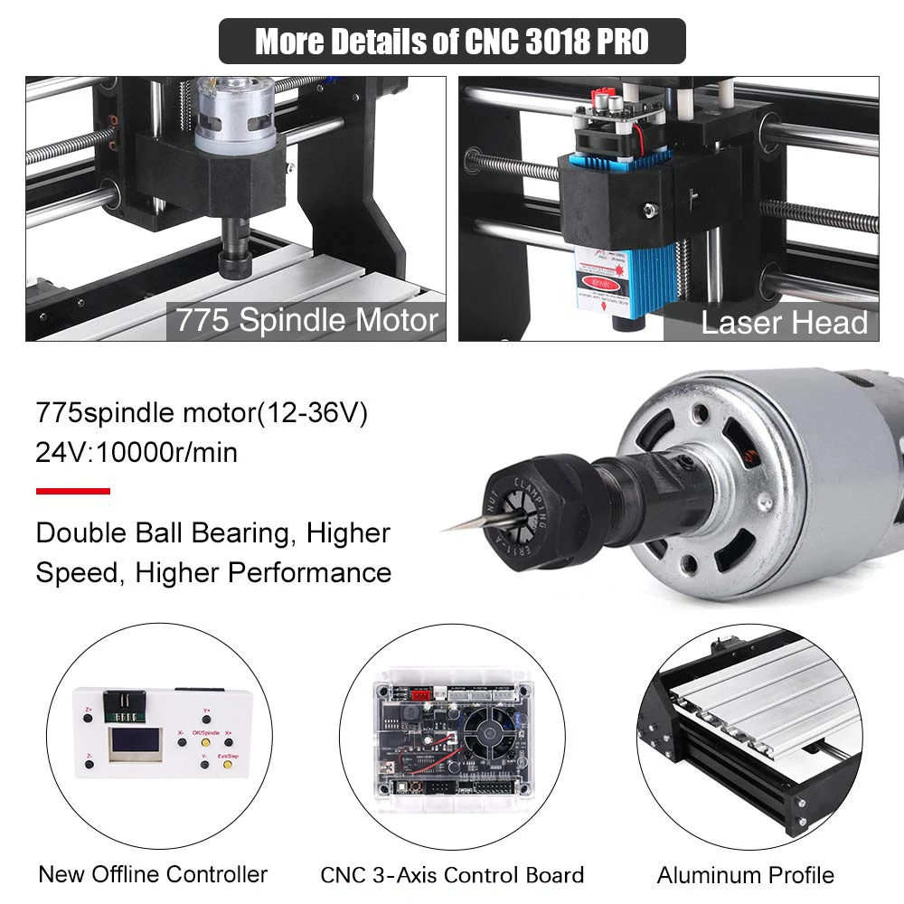 Imagem -03 - Cnc 3018 Pro Gravador a Laser Roteador Eixos Grbl Fresagem de Metal Corte Máquina de Gravação a Laser Madeira Acrílico Impressora Pcb