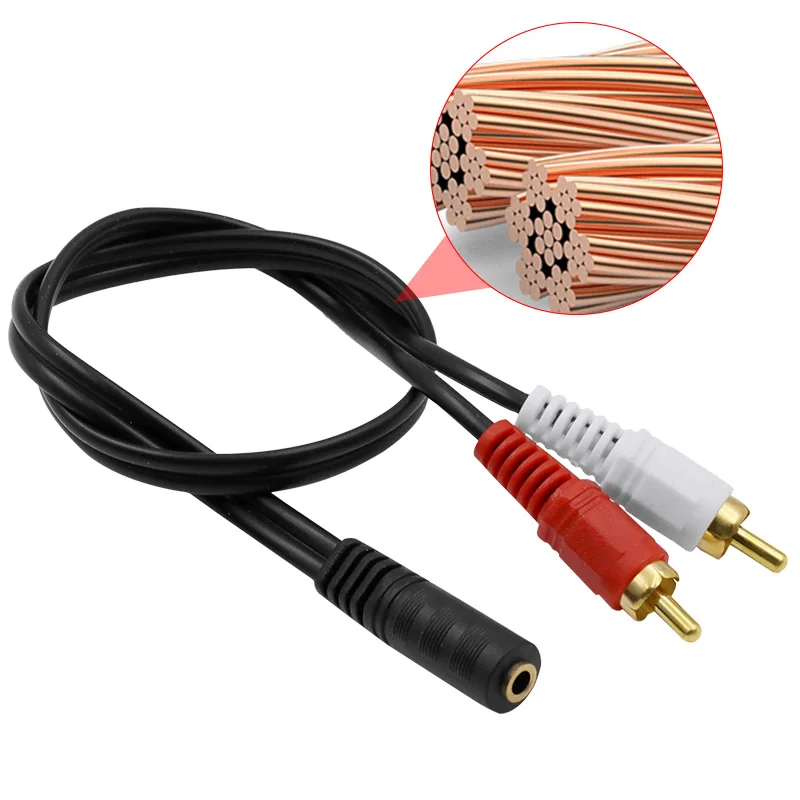 Universal 3.5mm Stereo Audio Female Jack to 2 RCA Male Socket to Headphone 3.5 Y Adapter Cable