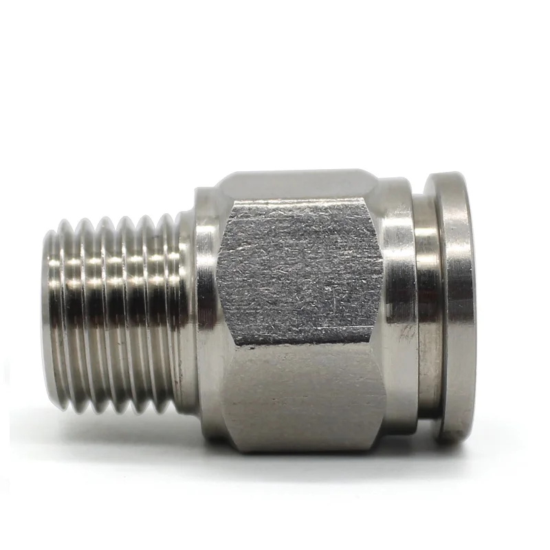 304 Stainless Steel External Thread Pneumatic Quick Coupling PC 1/8" 1/4" 3/8" 1/2" BSP External Thread Trachea Hose Connector