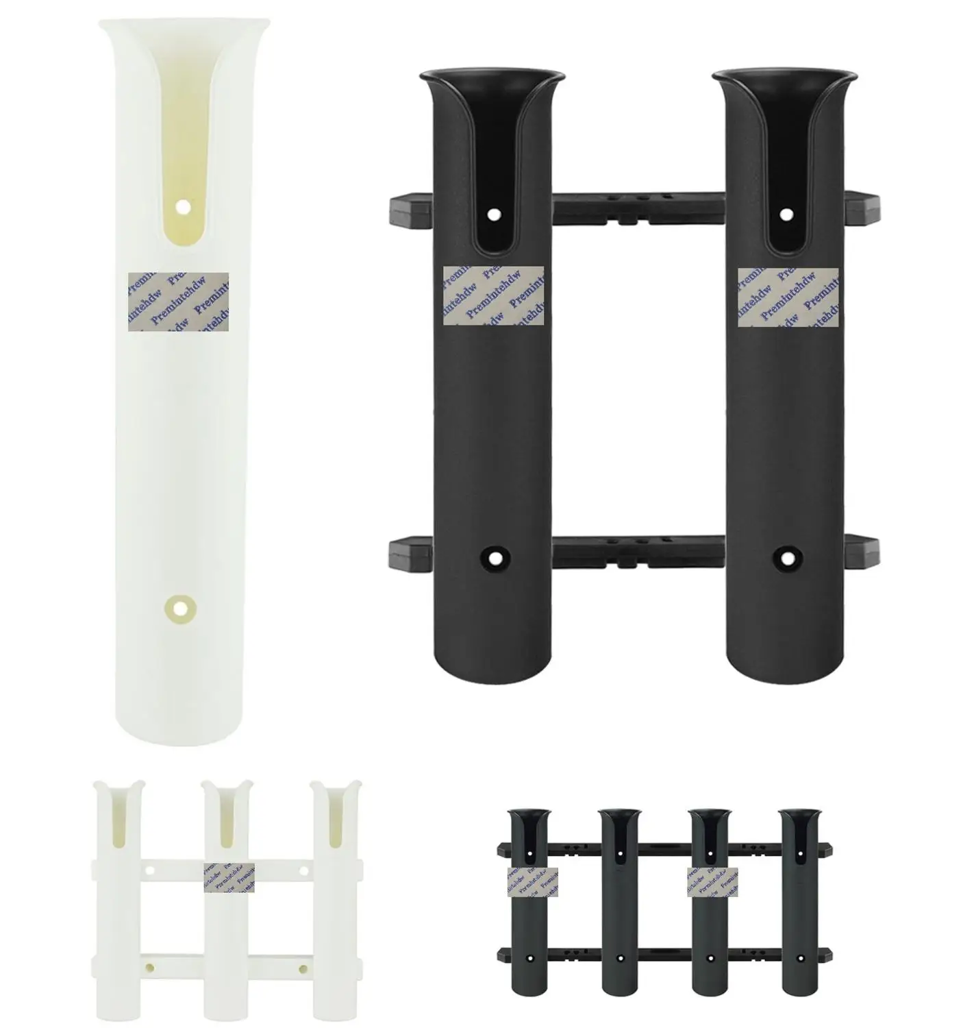 White Black Nylon Yacht Boat Wall Mounted Fishing Rod Holder 1 2 3 4 Tubes