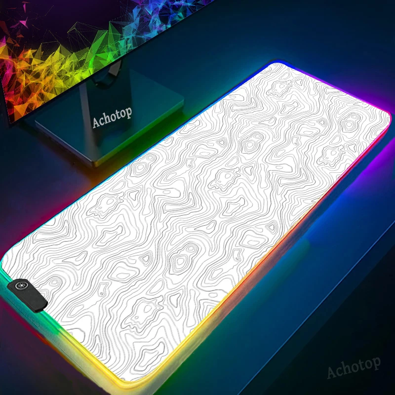 900x400mm Black and white RGB Gaming Mouse Pad XXL LED Computer Mousepad Large Rubber Desk Keyboard Mouse Pad Desktop Gamer Mats