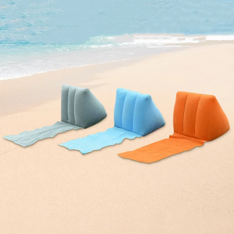 Polymères de plage gonflables souples pliables, chaise longue de loisirs de camping de festival, oreiller de dos, siège de coussin, lit d'air, matelas de voyage