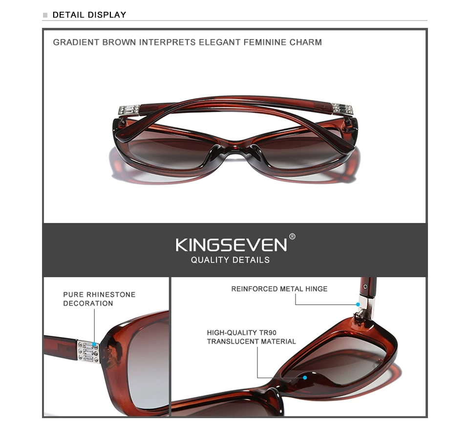 KINGSEVEN Young Style Damen-Sonnenbrille mit Farbverlauf und polarisierten Gläsern, luxuriöses Design, elegante Damen-Sonnenbrille für Damen – Detail 2