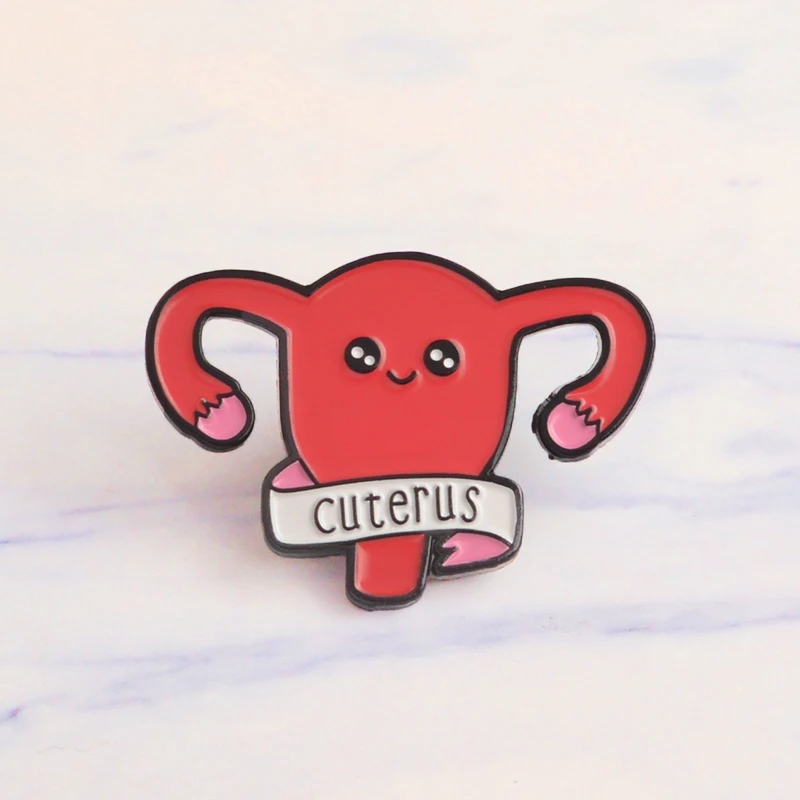 Cuterus Enamel Pin Women Female Uterus Womb Brooches Gift Feminism Icons  Button Badge for Bag Lapel Clothing Cap