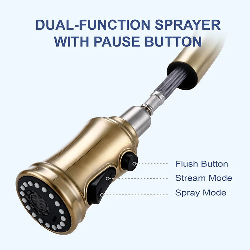 Imagem -04 - Toque Inteligente Torneira da Cozinha Sensor de Ouro Escovado Torneira Misturadora Pull Down Spray Swivel Deck Monte Água Quente e Fria Único Punho