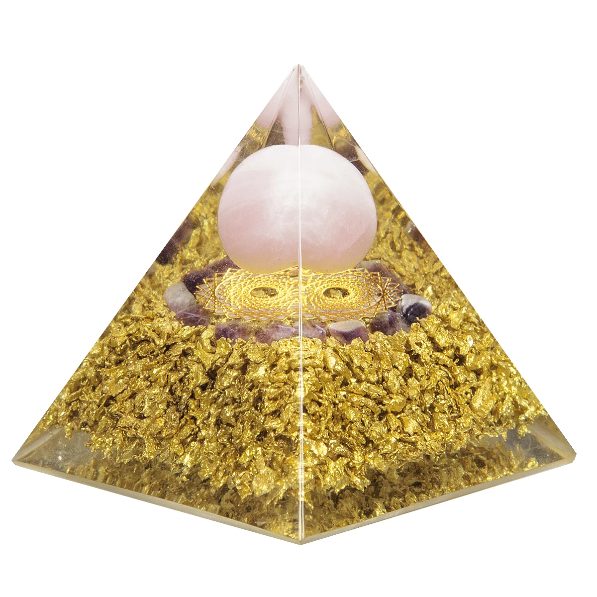 TUMBEELLUWA Natural Crystal Stone Pyramid Healing Reiki Tumbled Chip Stone Orgone Generator For Chakra Balancing, Meditation