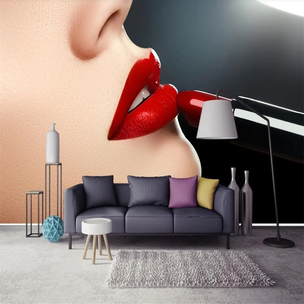 Custom large 3d wallpaper mural modern art beautiful sexy red lips background wall decoration painting wallpaper mural