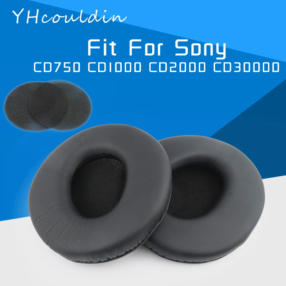 Earpads For Sony MDR CD750 CD1000 CD2000 CD3000 Headphone Accessaries Replacement Ear Cushions Wrinkled Leather Material