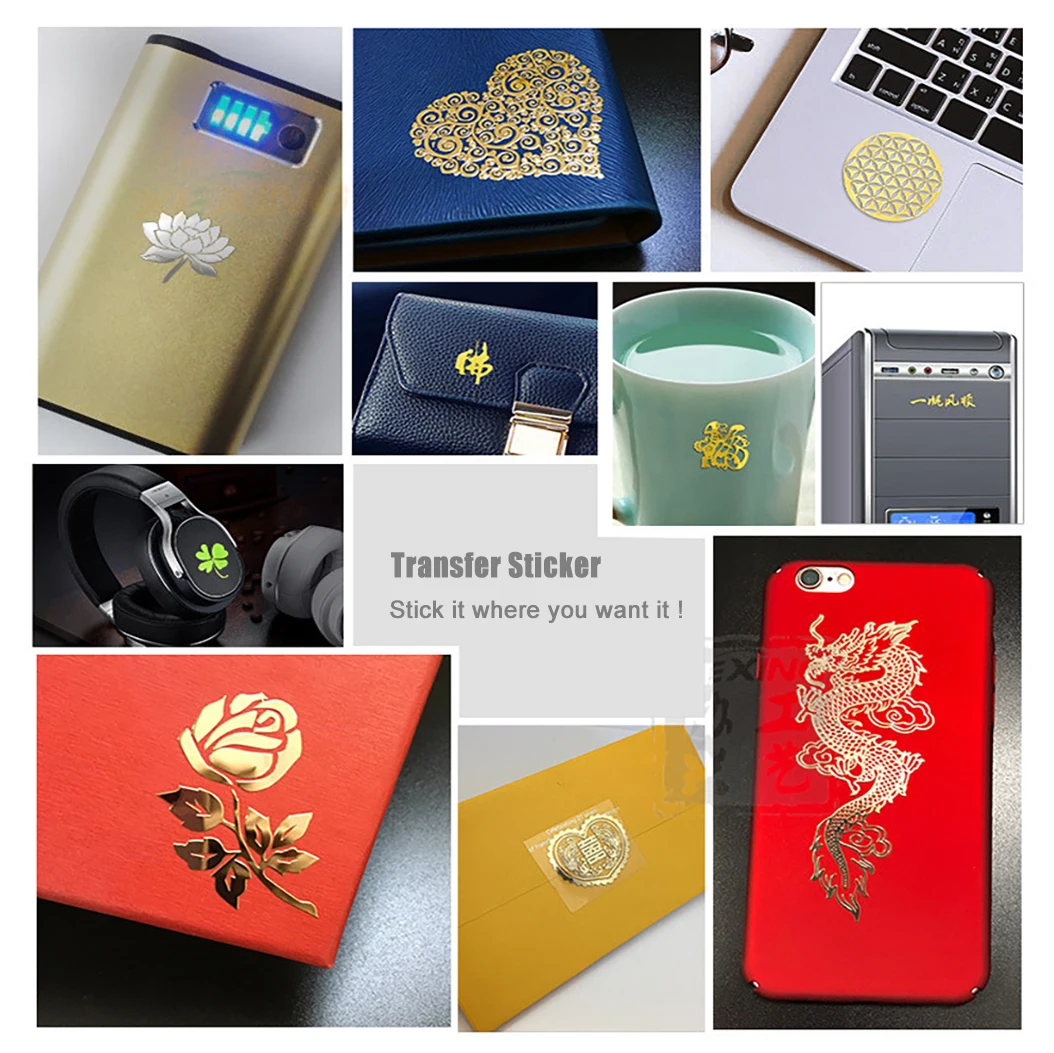 3D Customized Transfer Silver Metallic Sticker Personalized Logo Self-adhesive Decal Label UV DTF print Gold for jewel box