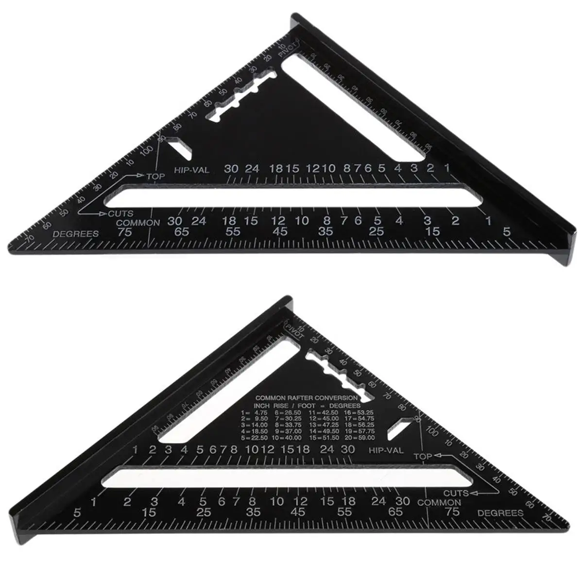 Angle Ruler 7/12 inch Metric Aluminum Alloy Triangular Measuring Ruler Woodwork Speed Square Triangle Angle Protractor