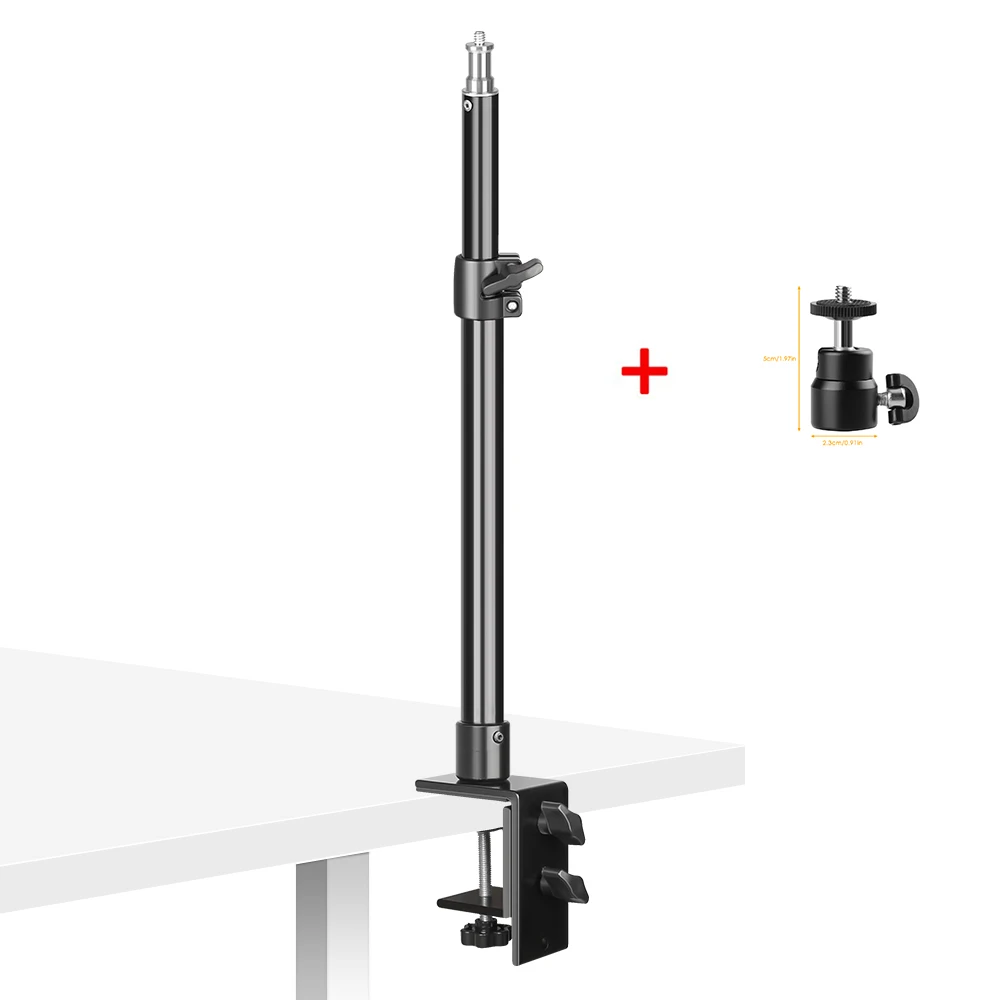 Supporto Da Tavolo Per Fotocamera Con Braccio Estensibile A Collo D'Oca, Morsetto A C E Testa A Sfera 1/4'' – Per Webcam, Telefono, Luce Ad Anello, Live Streaming E Contenuti Creativi