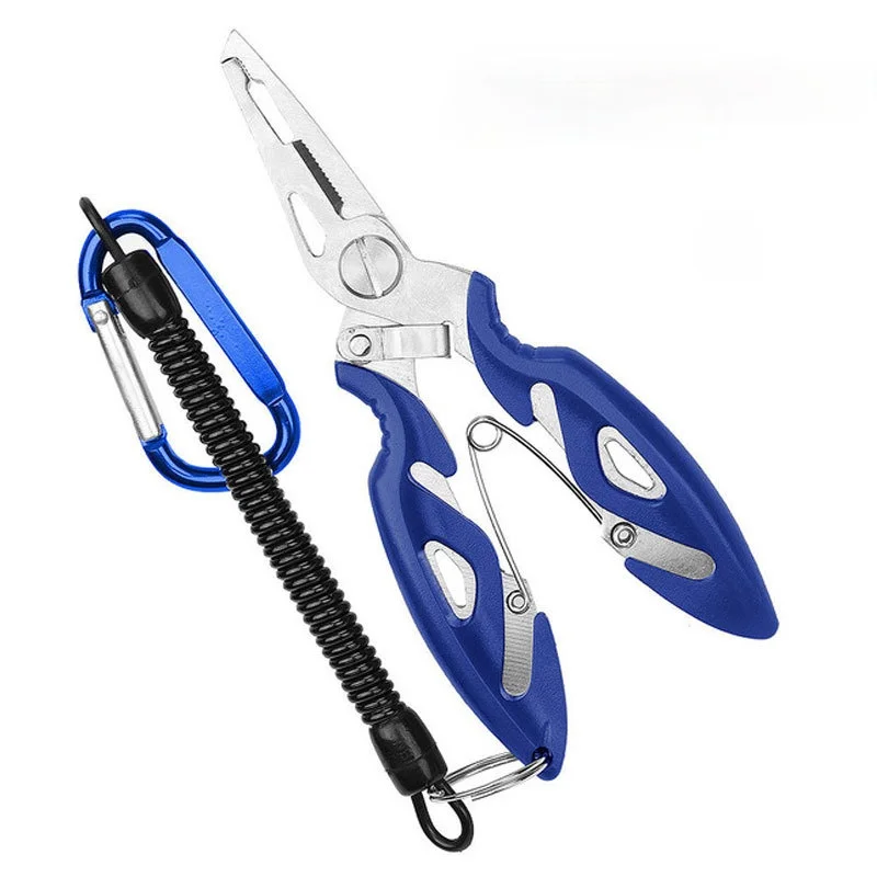 Multi Functional Fishing Pliers Scissors Line Cutter Hook Remover Fishing Clamp Accessories Tools With Lanyards Spring Rope