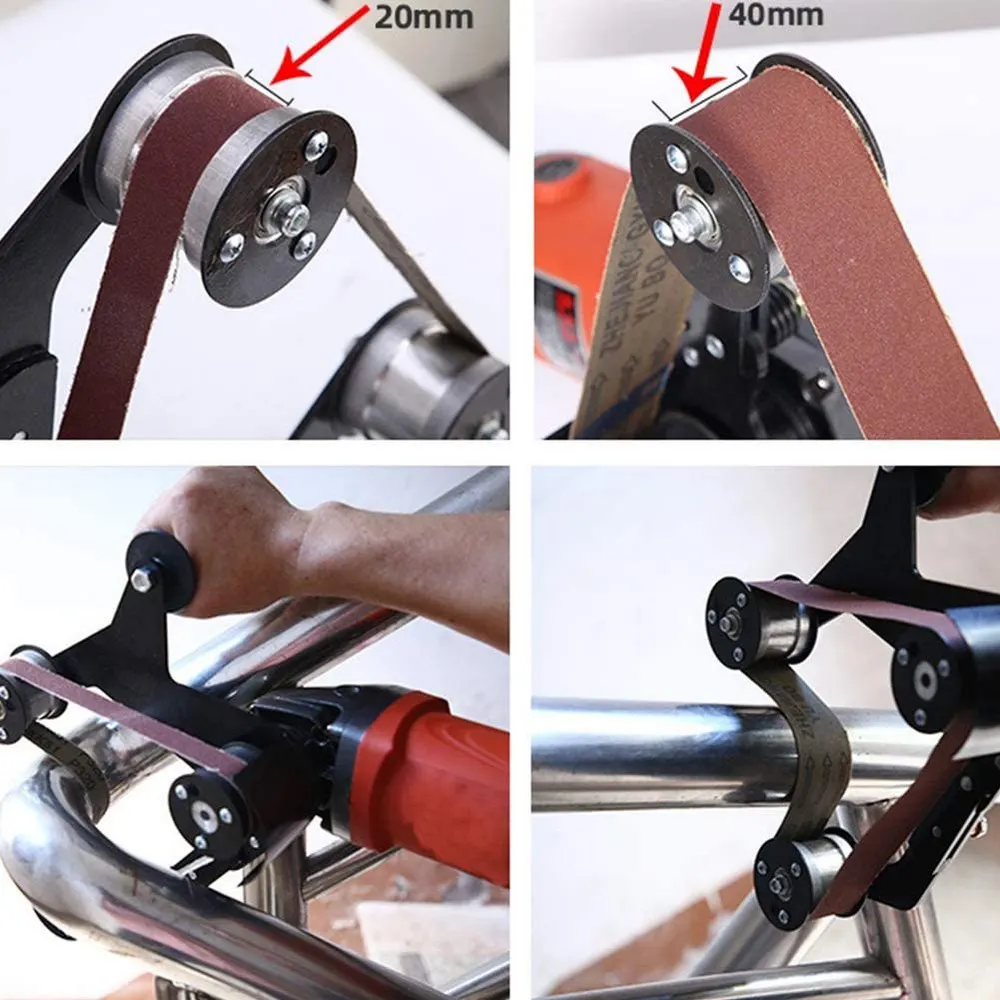 Tube Belt Sander Grinding Grinder M10 M14 Round Tube Polishing Wire Drawing Machine Attachment Metal Wood Sanding Belt Grinding